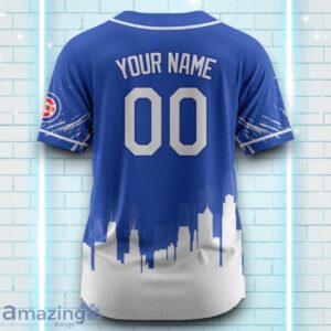 Custom Name Chicago Cubs Blue White Pattern Baseball Jersey For Sport Fans Product Photo 3