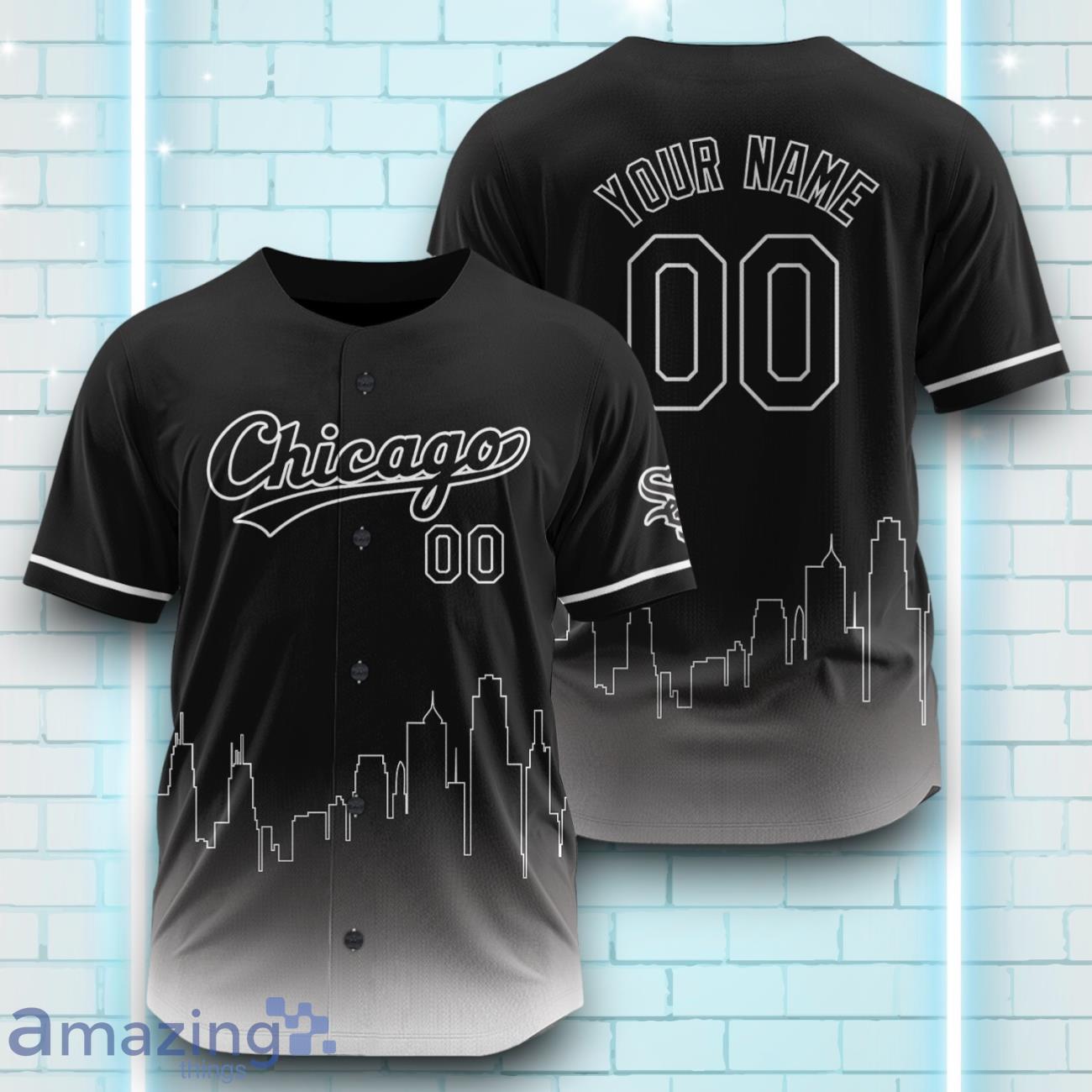 Custom Name Chicago White Sox Black White Pattern Baseball Jersey For Sport Fans image Custom Name Chicago White Sox Black White Pattern Baseball Jersey For Sport Fans Product Photo 1