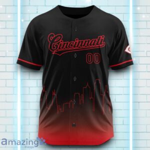 Custom Name Cincinnati Red Black Red Pattern Baseball Jersey For Sport Fans Product Photo 2
