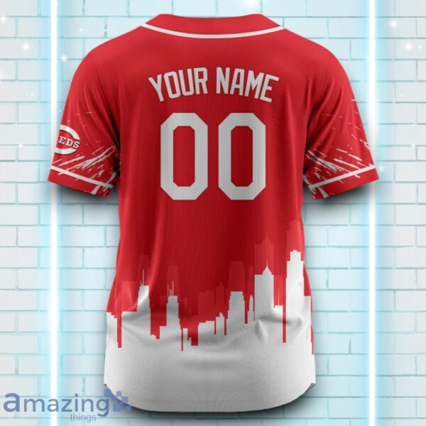 Custom Name Cincinnati Reds Red White Pattern Baseball Jersey For Sport Fans Product Photo 3