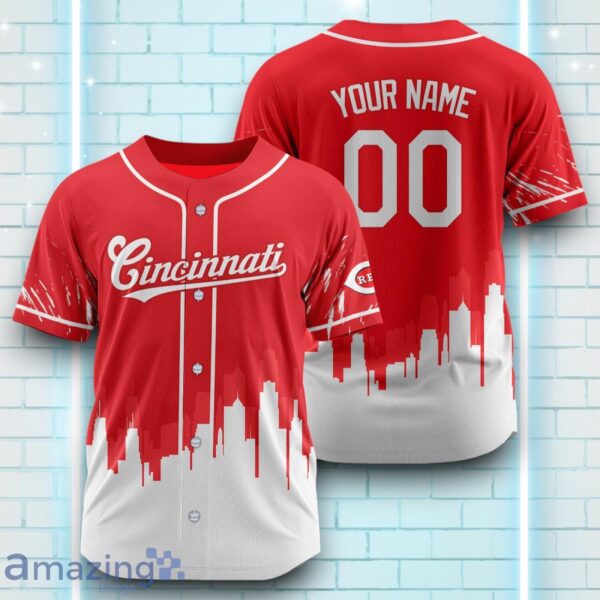 Custom Name Cincinnati Reds Red White Pattern Baseball Jersey For Sport Fans Product Photo 1