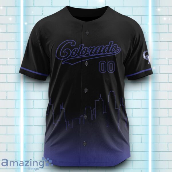Custom Name Colorado Rockies Black Blue Pattern Baseball Jersey For Sport Fans Product Photo 2