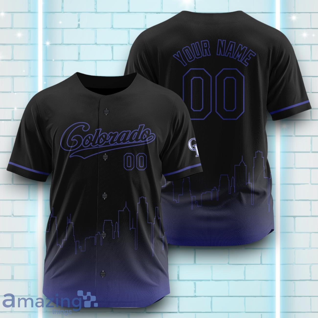 Custom Name Colorado Rockies Black Blue Pattern Baseball Jersey For Sport Fans image Custom Name Colorado Rockies Black Blue Pattern Baseball Jersey For Sport Fans Product Photo 1
