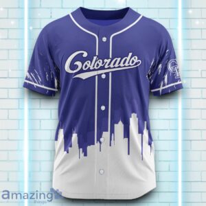 Custom Name Colorado Rockies Blue White Pattern Baseball Jersey For Sport Fans image Custom Name Colorado Rockies Blue White Pattern Baseball Jersey For Sport Fans Product Photo 2