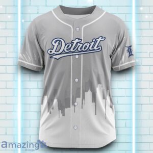 Custom Name Detroit Tigers Grey White Pattern Baseball Jersey For Sport Fans Product Photo 2