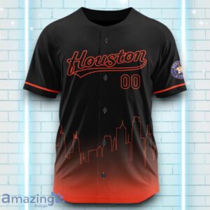 Custom Name Houston Astros Black Orange Pattern Baseball Jersey For Sport Fans Product Photo 2