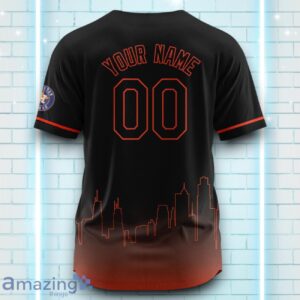 Custom Name Houston Astros Black Orange Pattern Baseball Jersey For Sport Fans Product Photo 3