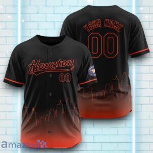 Custom Name Houston Astros Black Orange Pattern Baseball Jersey For Sport Fans Product Photo 1