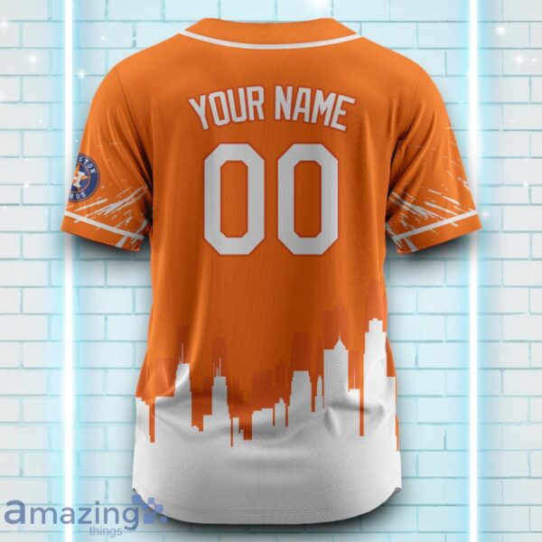 Custom Name Houston Astros Orange White Pattern Baseball Jersey For Sport Fans Product Photo 3