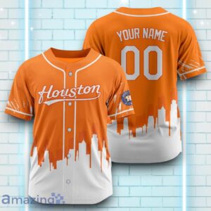 Custom Name Houston Astros Orange White Pattern Baseball Jersey For Sport Fans Product Photo 1