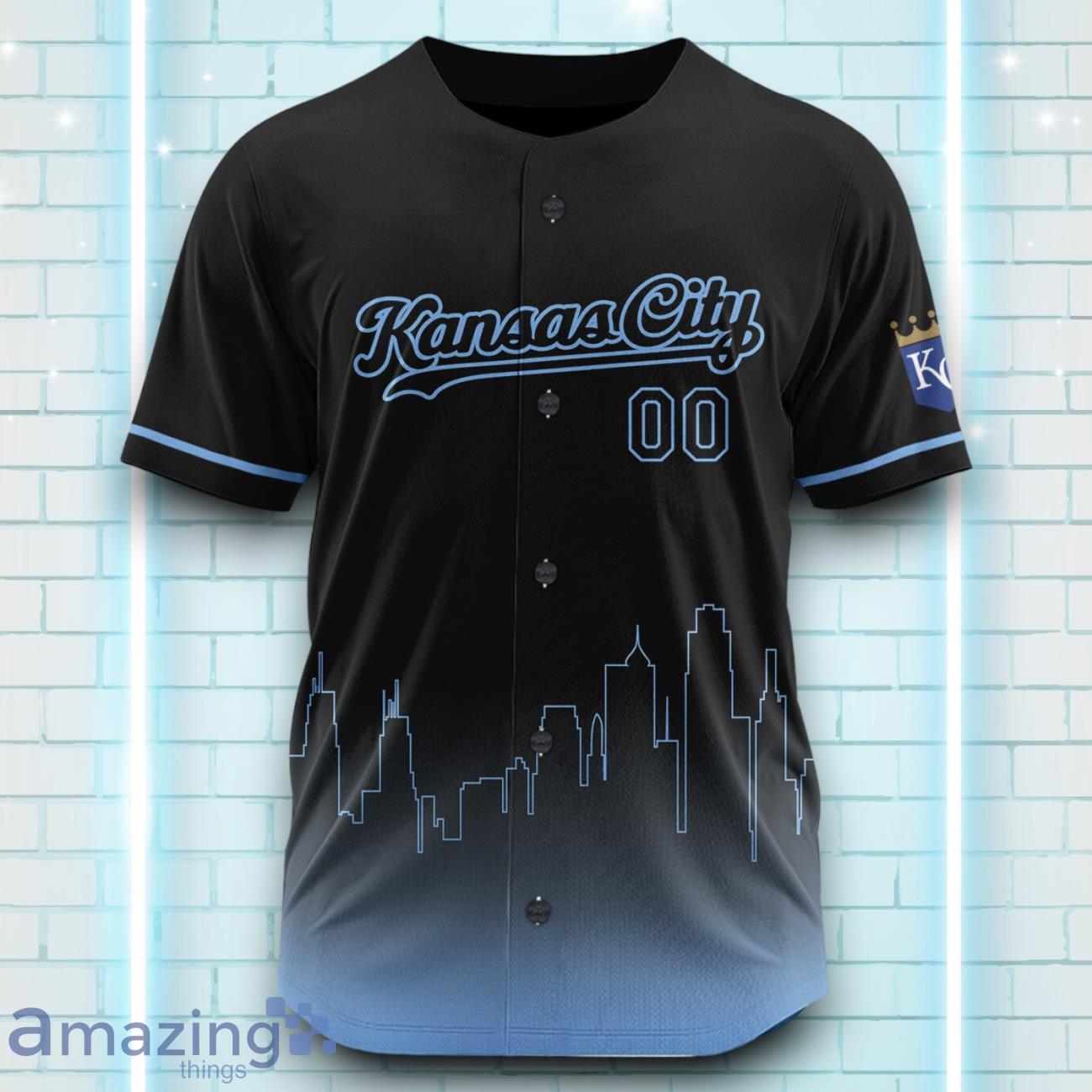 Custom Name Kansas City Royals Black Blue Pattern Baseball Jersey For Sport Fans image Custom Name Kansas City Royals Black Blue Pattern Baseball Jersey For Sport Fans Product Photo 2