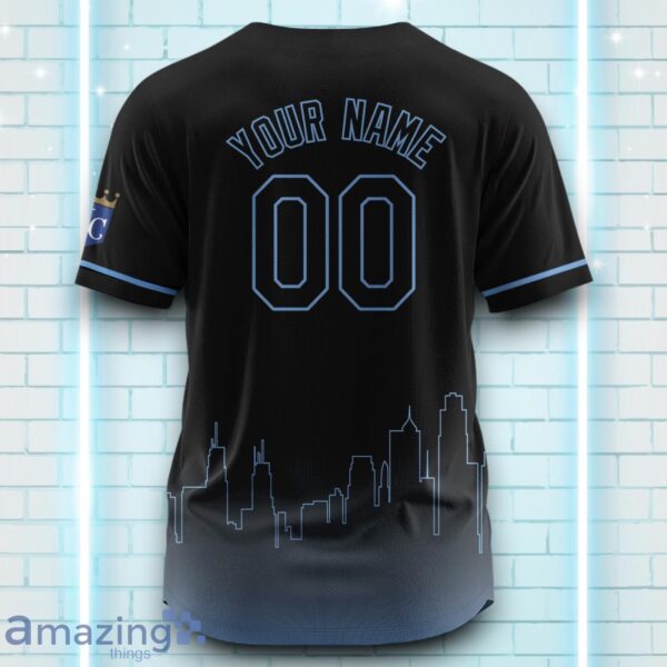 Custom Name Kansas City Royals Black Blue Pattern Baseball Jersey For Sport Fans Product Photo 3