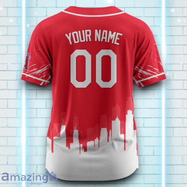 Custom Name Los Angeles Angels Red White Pattern Baseball Jersey For Sport Fans Product Photo 3