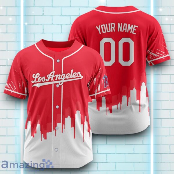 Custom Name Los Angeles Angels Red White Pattern Baseball Jersey For Sport Fans Product Photo 1