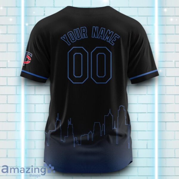 Custom Name Minnesota Twins Black Blue Pattern Baseball Jersey For Sport Fans Product Photo 3