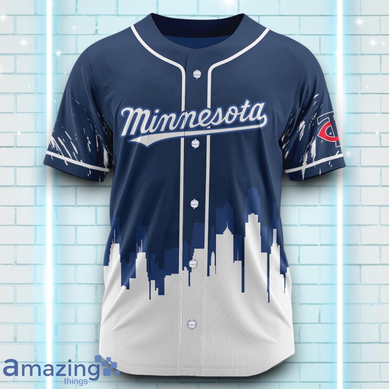 Custom Name Minnesota Twins Blue White Pattern Baseball Jersey For Sport Fans image Custom Name Minnesota Twins Blue White Pattern Baseball Jersey For Sport Fans Product Photo 2