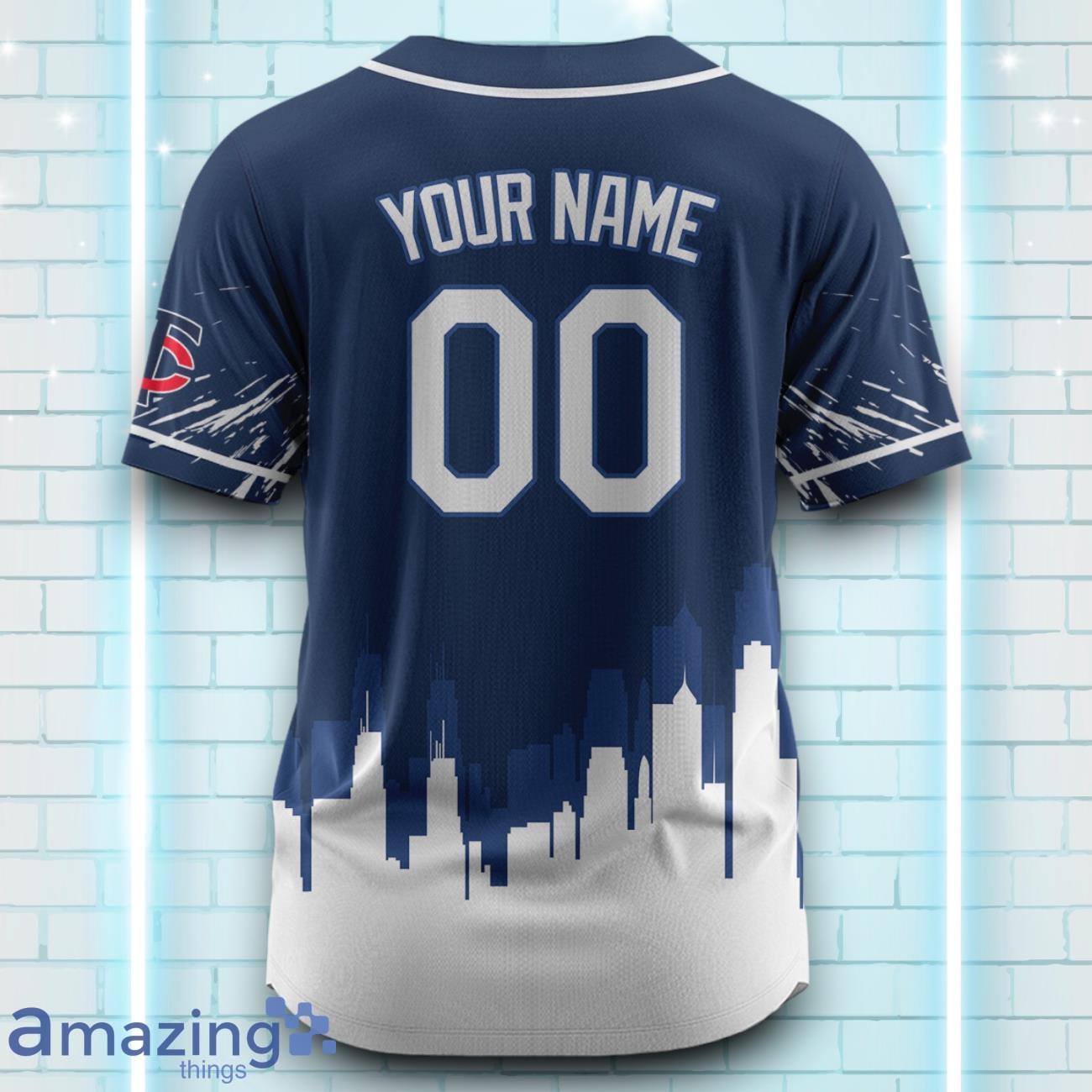 Custom Name Minnesota Twins Blue White Pattern Baseball Jersey For Sport Fans image Custom Name Minnesota Twins Blue White Pattern Baseball Jersey For Sport Fans Product Photo 3