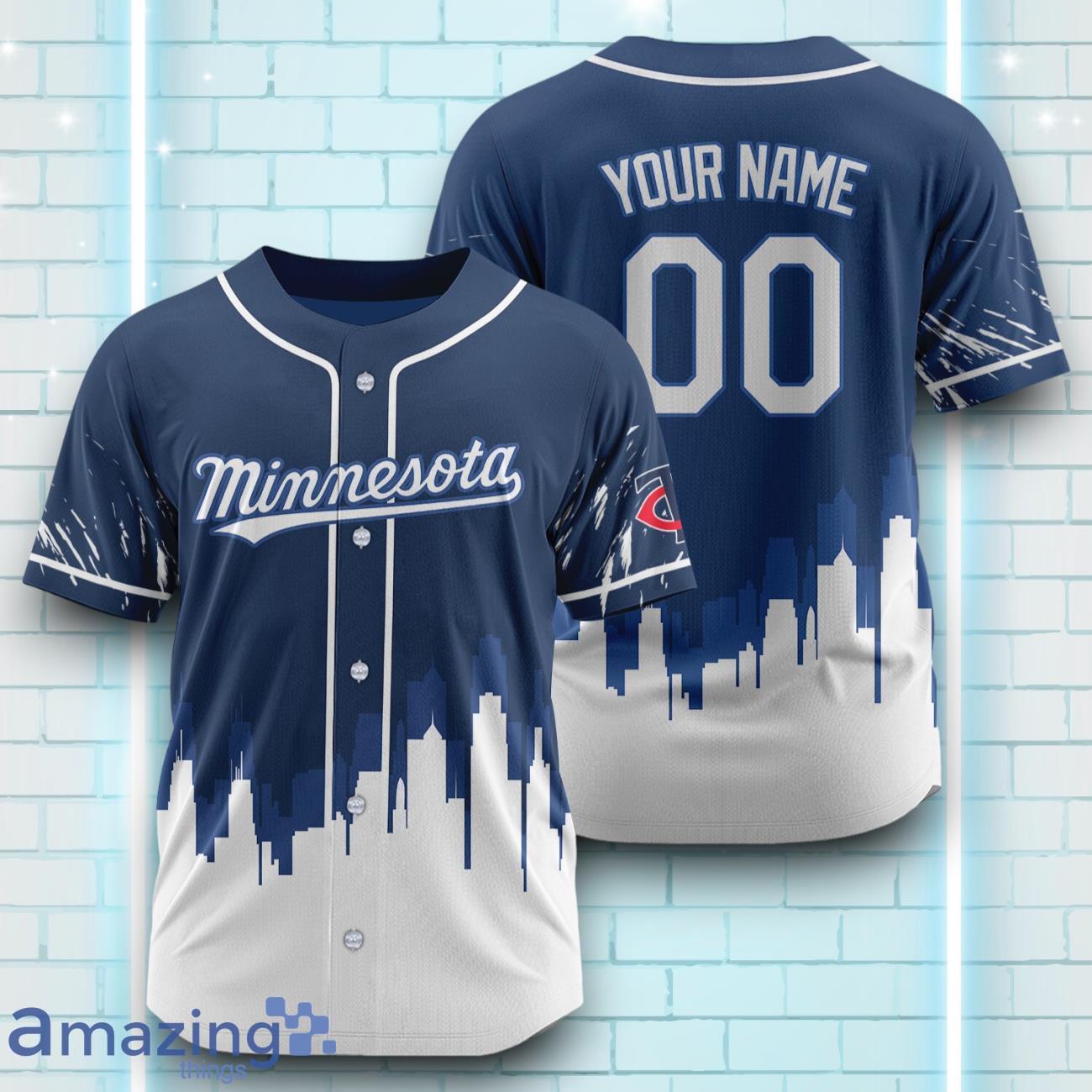Custom Name Minnesota Twins Blue White Pattern Baseball Jersey For Sport Fans image Custom Name Minnesota Twins Blue White Pattern Baseball Jersey For Sport Fans Product Photo 1