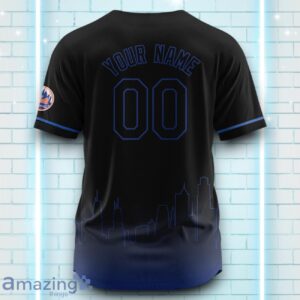 Custom Name New York Mets Black Blue Pattern Baseball Jersey For Sport Fans Product Photo 3