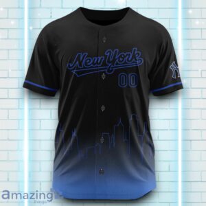 Custom Name New York Yankees Black Blue Pattern Baseball Jersey For Sport Fans image Custom Name New York Yankees Black Blue Pattern Baseball Jersey For Sport Fans Product Photo 2