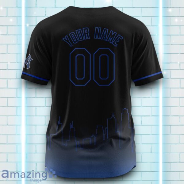 Custom Name New York Yankees Black Blue Pattern Baseball Jersey For Sport Fans Product Photo 3