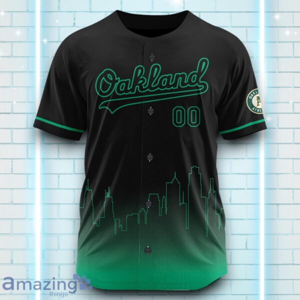 Custom Name Oakland Athletics Black Green Pattern Baseball Jersey For Sport Fans Product Photo 2