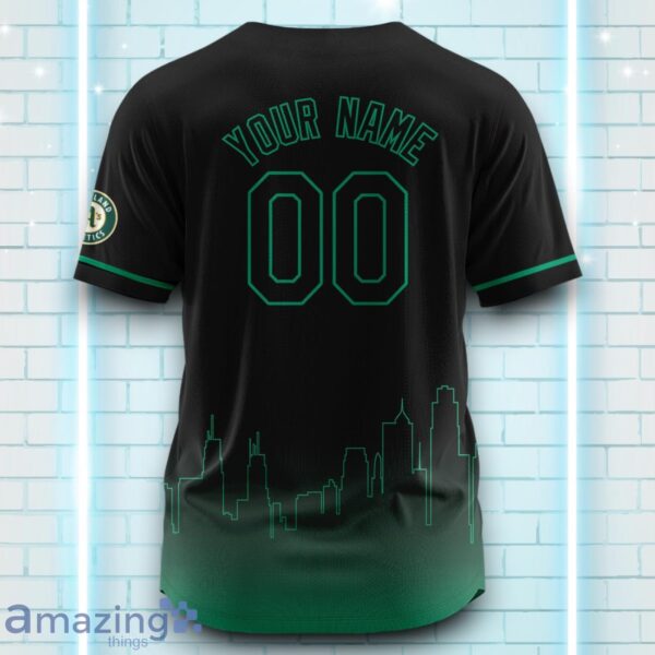 Custom Name Oakland Athletics Black Green Pattern Baseball Jersey For Sport Fans Product Photo 3