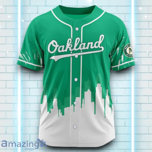 Custom Name Oakland Athletics Green White Pattern Baseball Jersey For Sport Fans Product Photo 2