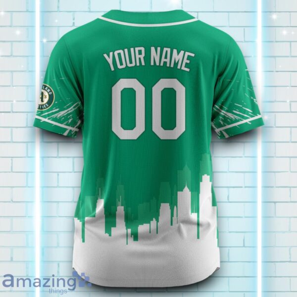 Custom Name Oakland Athletics Green White Pattern Baseball Jersey For Sport Fans Product Photo 3