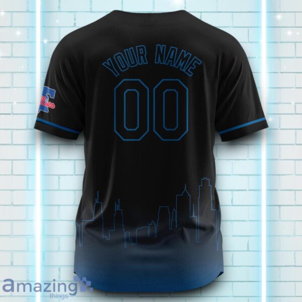 Custom Name Philadelphia Phillies Black Blue Pattern Baseball Jersey For Sport Fans Product Photo 3