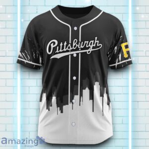 Custom Name Pittsburgh Pirates Black White Pattern Baseball Jersey For Sport Fans Product Photo 2
