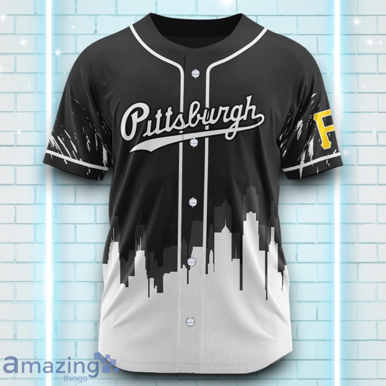 Custom Name Pittsburgh Pirates Black White Pattern Baseball Jersey For Sport Fans image Custom Name Pittsburgh Pirates Black White Pattern Baseball Jersey For Sport Fans Product Photo 2
