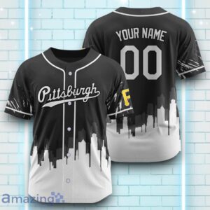 Custom Name Pittsburgh Pirates Black White Pattern Baseball Jersey For Sport Fans Product Photo 1