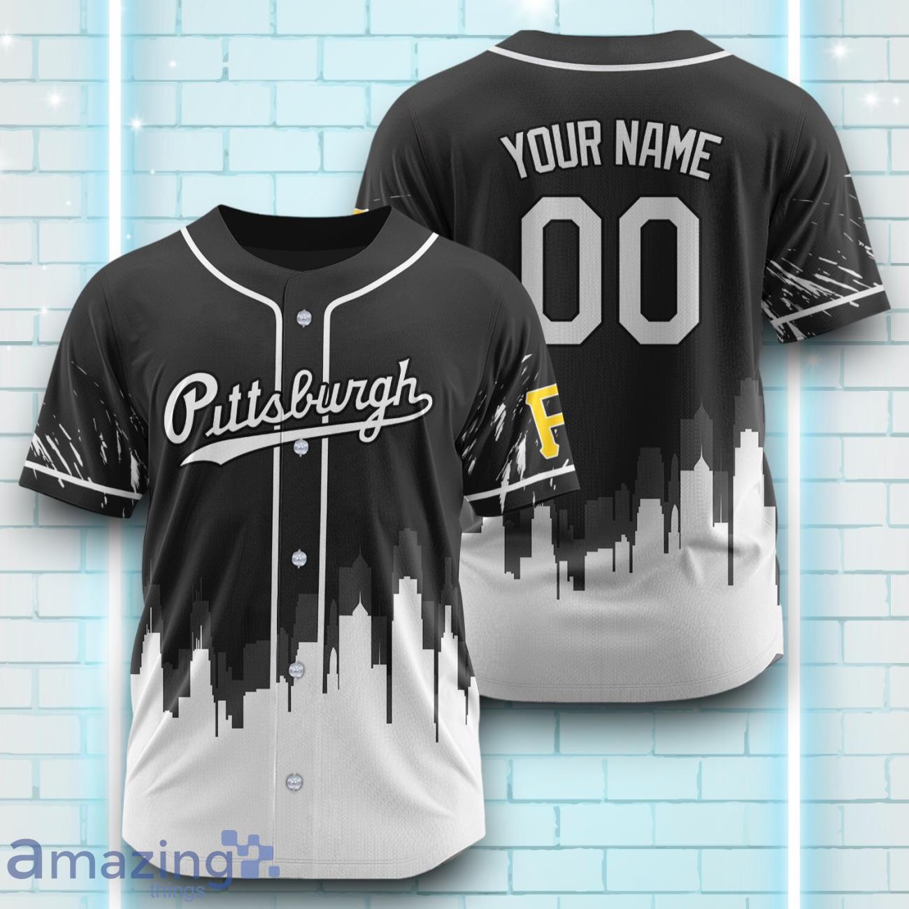 Custom Name Pittsburgh Pirates Black White Pattern Baseball Jersey For Sport Fans image Custom Name Pittsburgh Pirates Black White Pattern Baseball Jersey For Sport Fans Product Photo 1