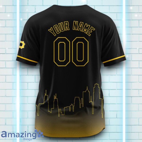 Custom Name Pittsburgh Pirates Black Yellow Pattern Baseball Jersey For Sport Fans Product Photo 3