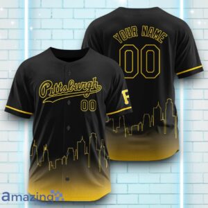 Custom Name Pittsburgh Pirates Black Yellow Pattern Baseball Jersey For Sport Fans Product Photo 1