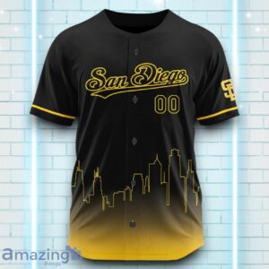 Custom Name San Diego Padres Black Yellow Pattern Baseball Jersey For Sport Fans Product Photo 2