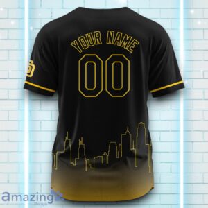 Custom Name San Diego Padres Black Yellow Pattern Baseball Jersey For Sport Fans Product Photo 3