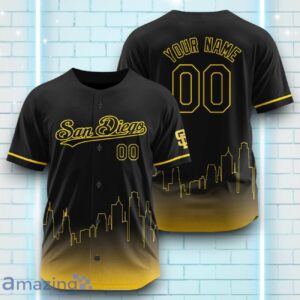 Custom Name San Diego Padres Black Yellow Pattern Baseball Jersey For Sport Fans Product Photo 1