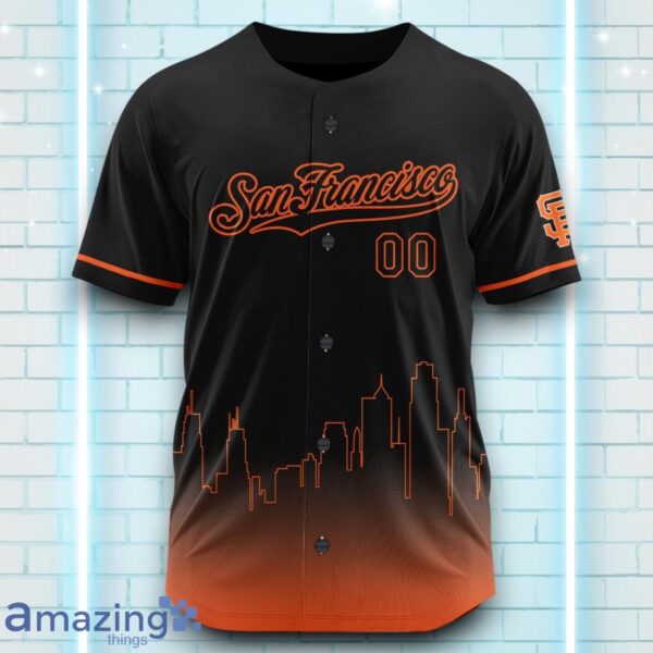 Custom Name San Francisco Giants Black Orange Pattern Baseball Jersey For Sport Fans Product Photo 2
