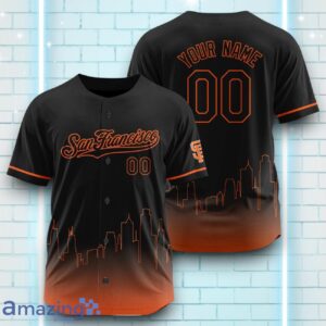 Custom Name San Francisco Giants Black Orange Pattern Baseball Jersey For Sport Fans Product Photo 1
