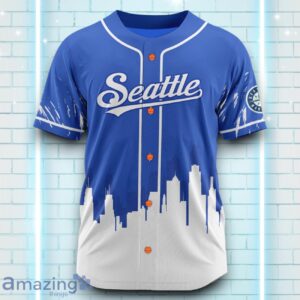 Custom Name Seattle Mariners Blue White Pattern Baseball Jersey For Sport Fans Product Photo 2