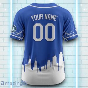 Custom Name Seattle Mariners Blue White Pattern Baseball Jersey For Sport Fans Product Photo 3
