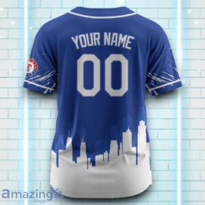 Custom Name Texas Rangers Blue White Pattern Baseball Jersey For Sport Fans image Custom Name Texas Rangers Blue White Pattern Baseball Jersey For Sport Fans Product Photo 3