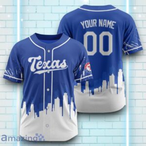 Custom Name Texas Rangers Blue White Pattern Baseball Jersey For Sport Fans Product Photo 1