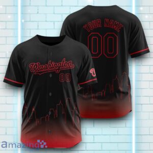 Custom Name Washington Nationals Black Red Pattern Baseball Jersey For Sport Fans Product Photo 1