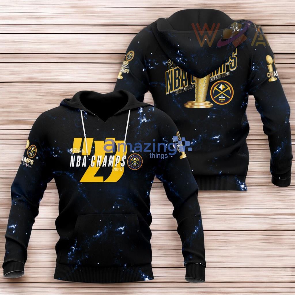 Denver Nuggets Striped Black Hoodie 3D All Over Print image Denver Nuggets Striped Black Hoodie 3D All Over Print Product Photo 1