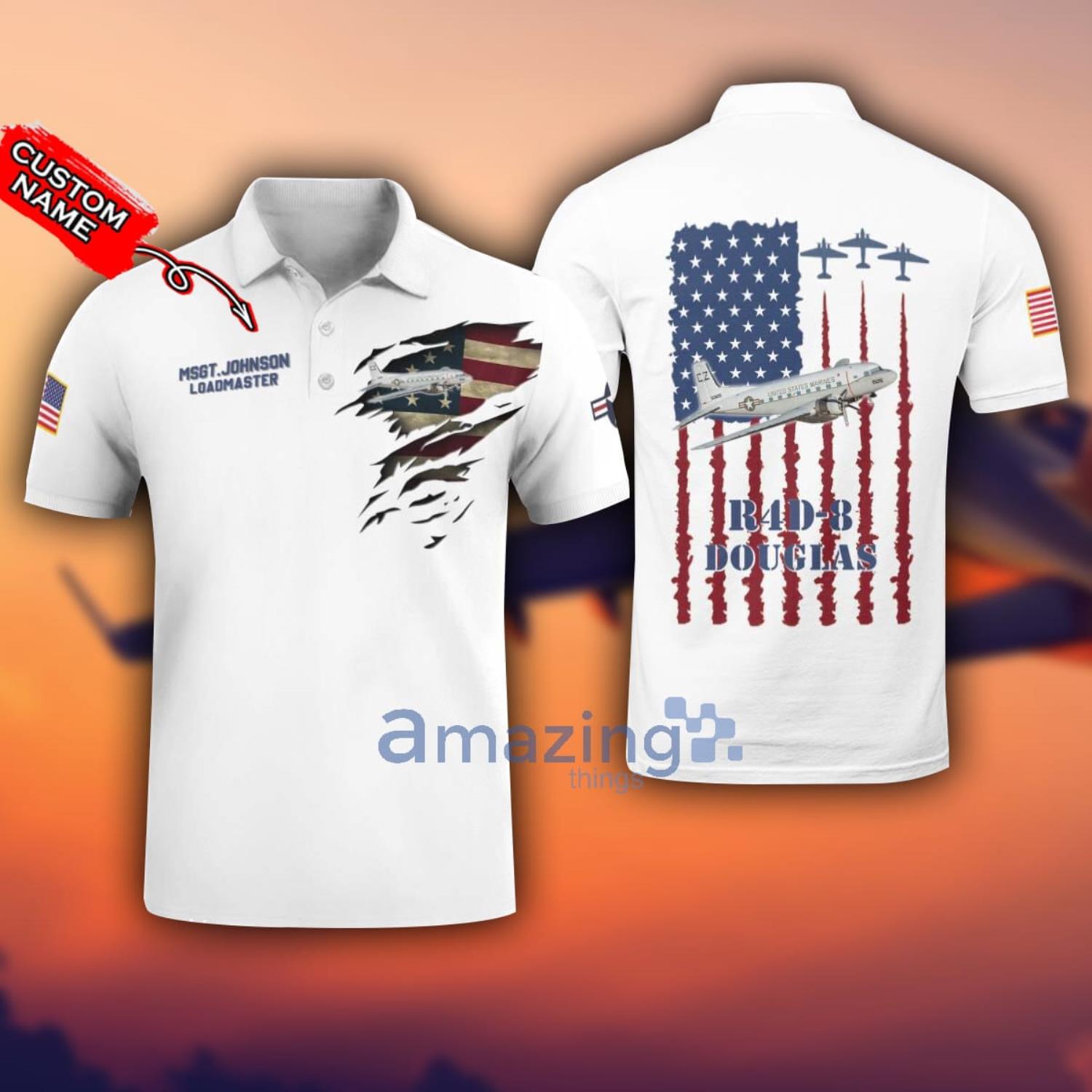 Douglas R4D-8 (C-117D) R4D8 (C117D) 3D Aircraft Flag White Polo Shirt For Men And Women Custom Name Douglas R4D-8 (C-117D) R4D8 (C117D) 3D Aircraft Flag White Polo Shirt For Men And Women Custom Name Product Photo 1
