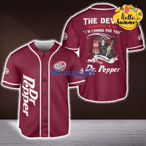 Dr Pepper The Devil Im Coming For You Halloween The Devil Whispered All Red Print Baseball Jersey Shirt Product Photo 1