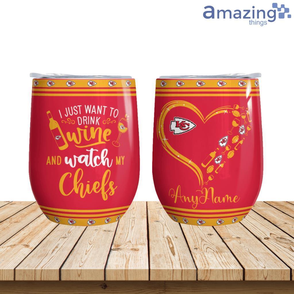 Drink Wine & Watch My Kansas City Chiefs Personalized Wine Tumbler image Drink Wine & Watch My Kansas City Chiefs Personalized Wine Tumbler Product Photo 1